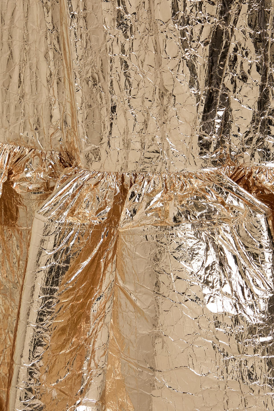 Zimmermann Crinkled Metallic Shell Mini Dress In Gold