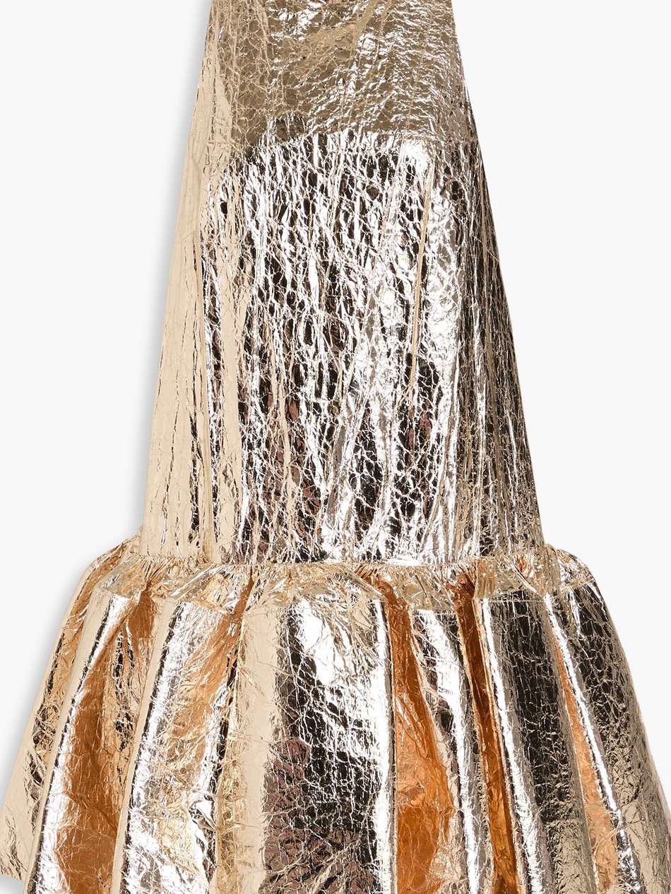 crinkled metallic woven mini dress