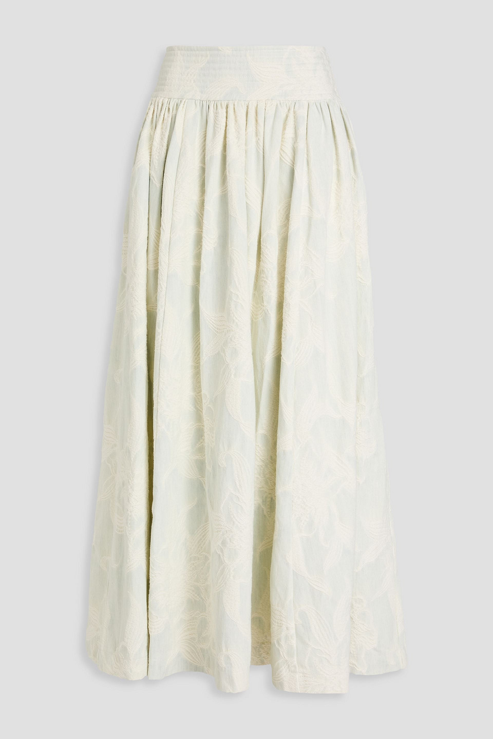 Zimmermann Acid-wash Denim-jacquard Maxi Skirt In White