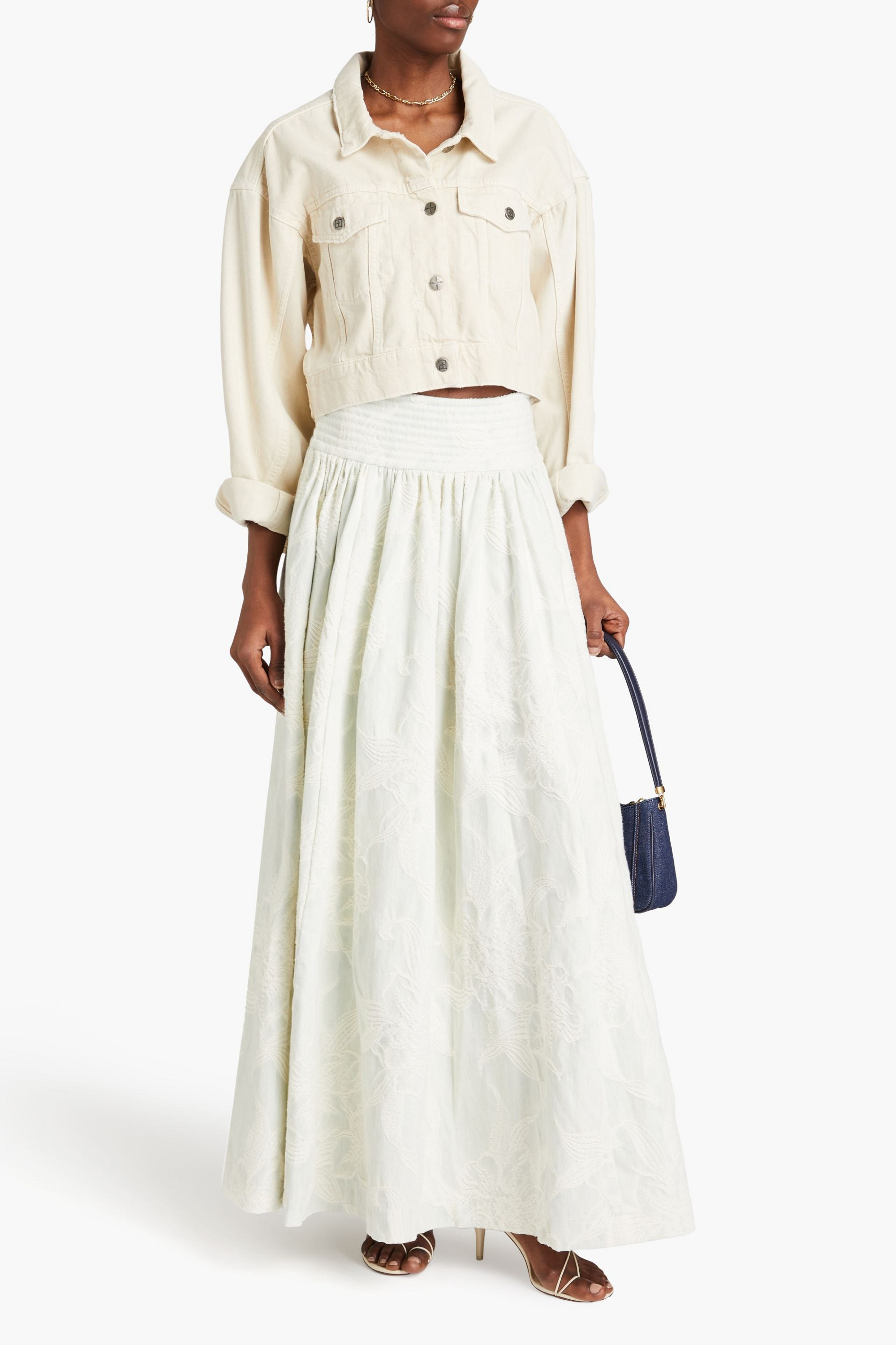 Zimmermann Denim-jacquard maxi skirt