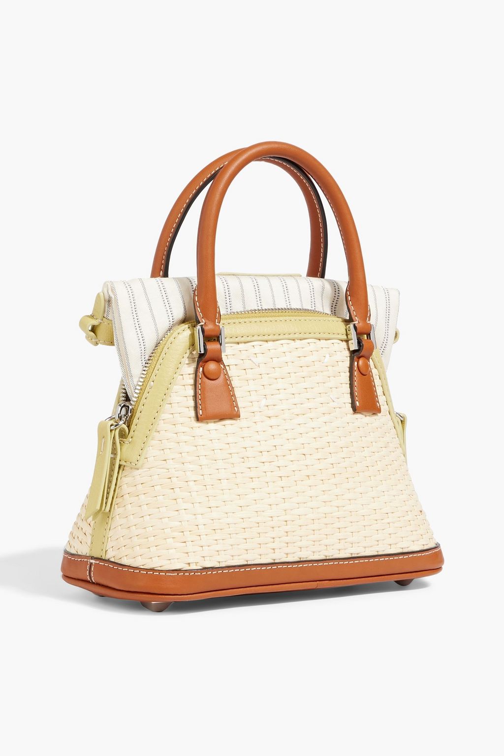 MAISON MARGIELA 5AC Classique leather-trimmed jacquard and rattan shoulder bag