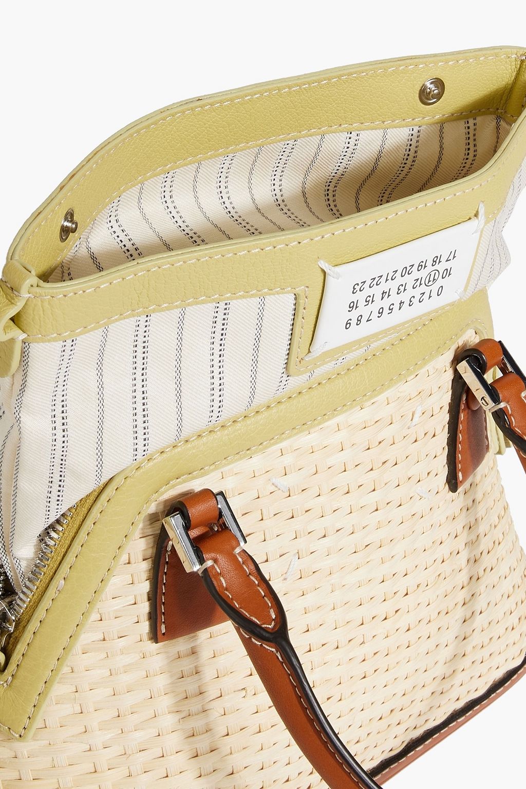 MAISON MARGIELA 5AC Classique leather-trimmed jacquard and rattan shoulder bag