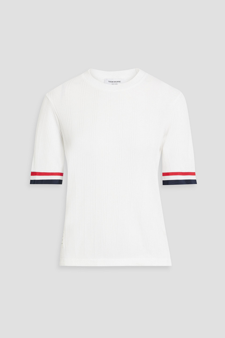 thom browne - striped ribbed cotton top - white - it 36