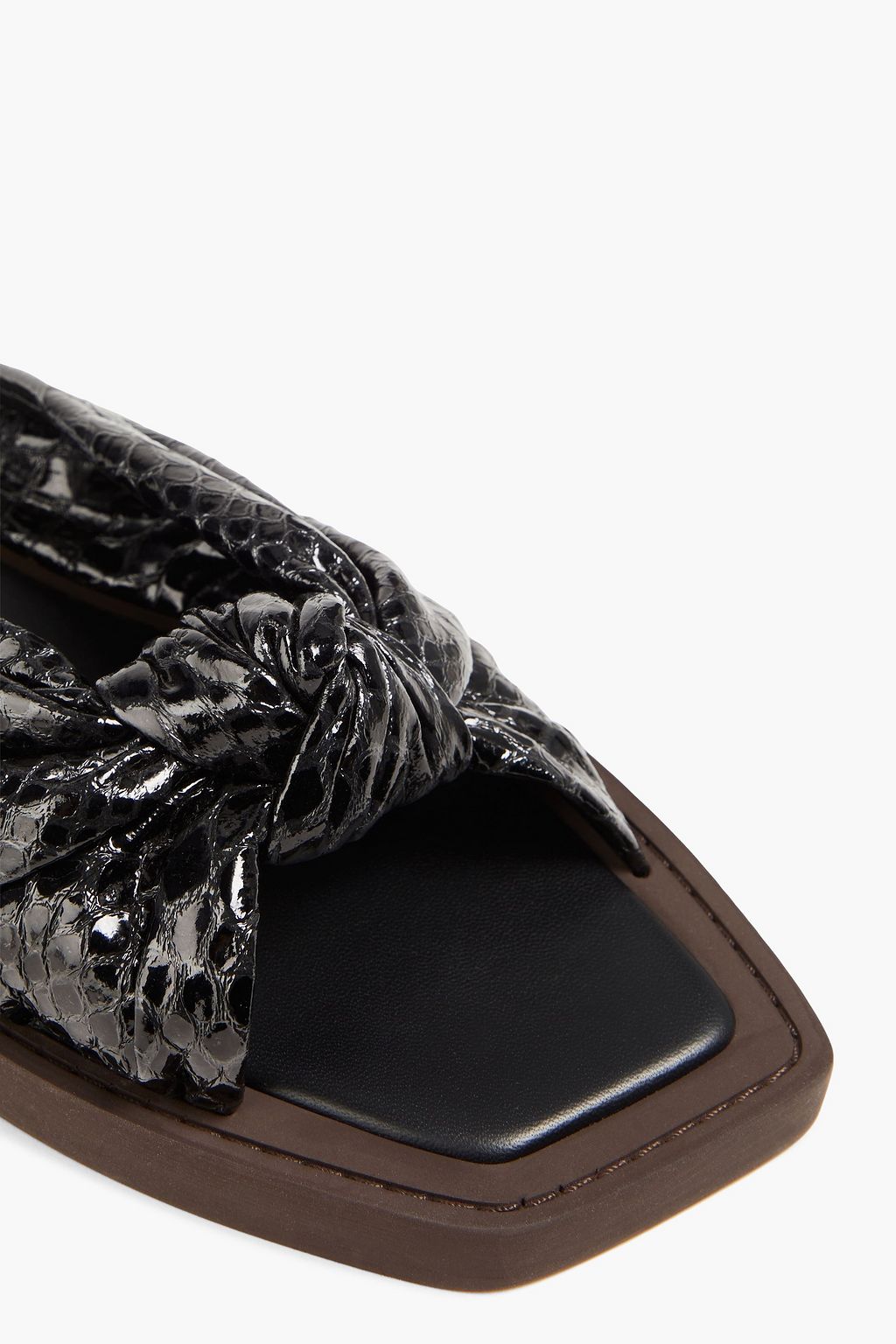 JIMMY CHOO Tropica スネーク風レザー スライドサンダル ノット付き