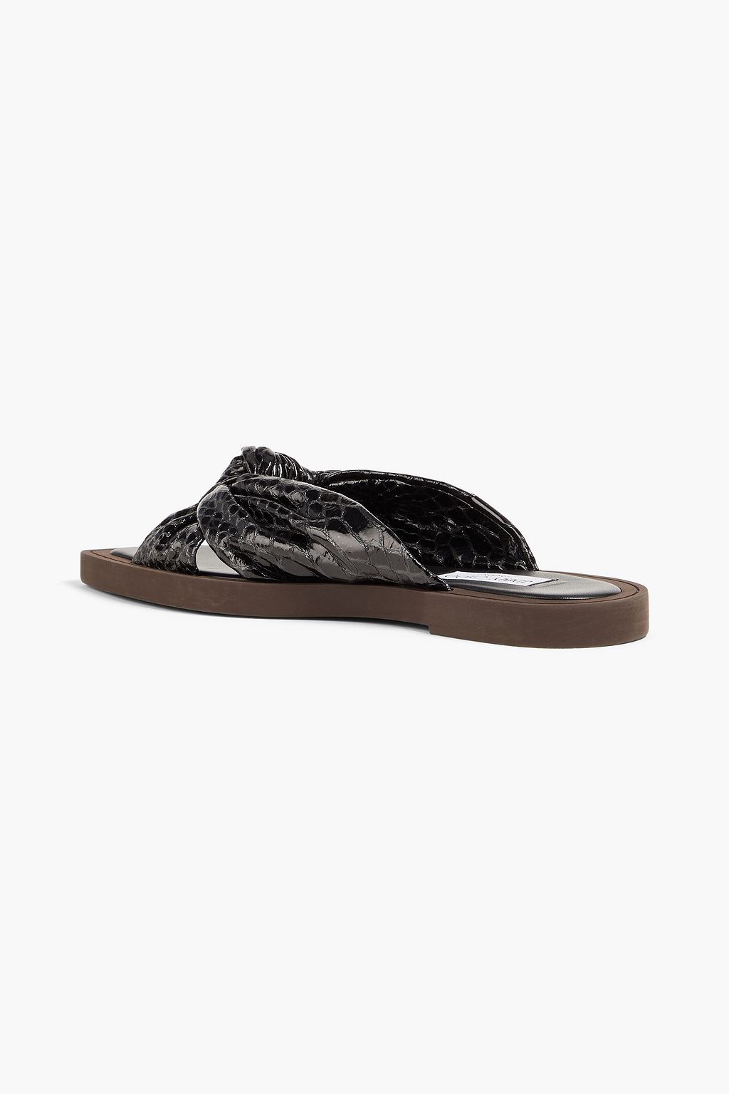 JIMMY CHOO Tropica スネーク風レザー スライドサンダル ノット付き
