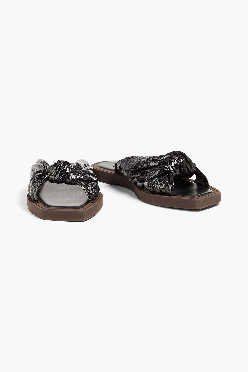 JIMMY CHOO Tropica スネーク風レザー スライドサンダル ノット付き