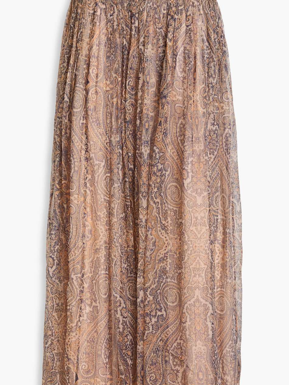 metallic paisley-print silk-blend chiffon maxi skirt