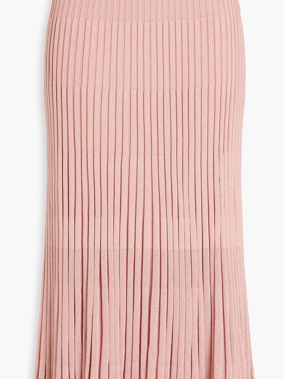 metallic ribbed-knit midi skirt