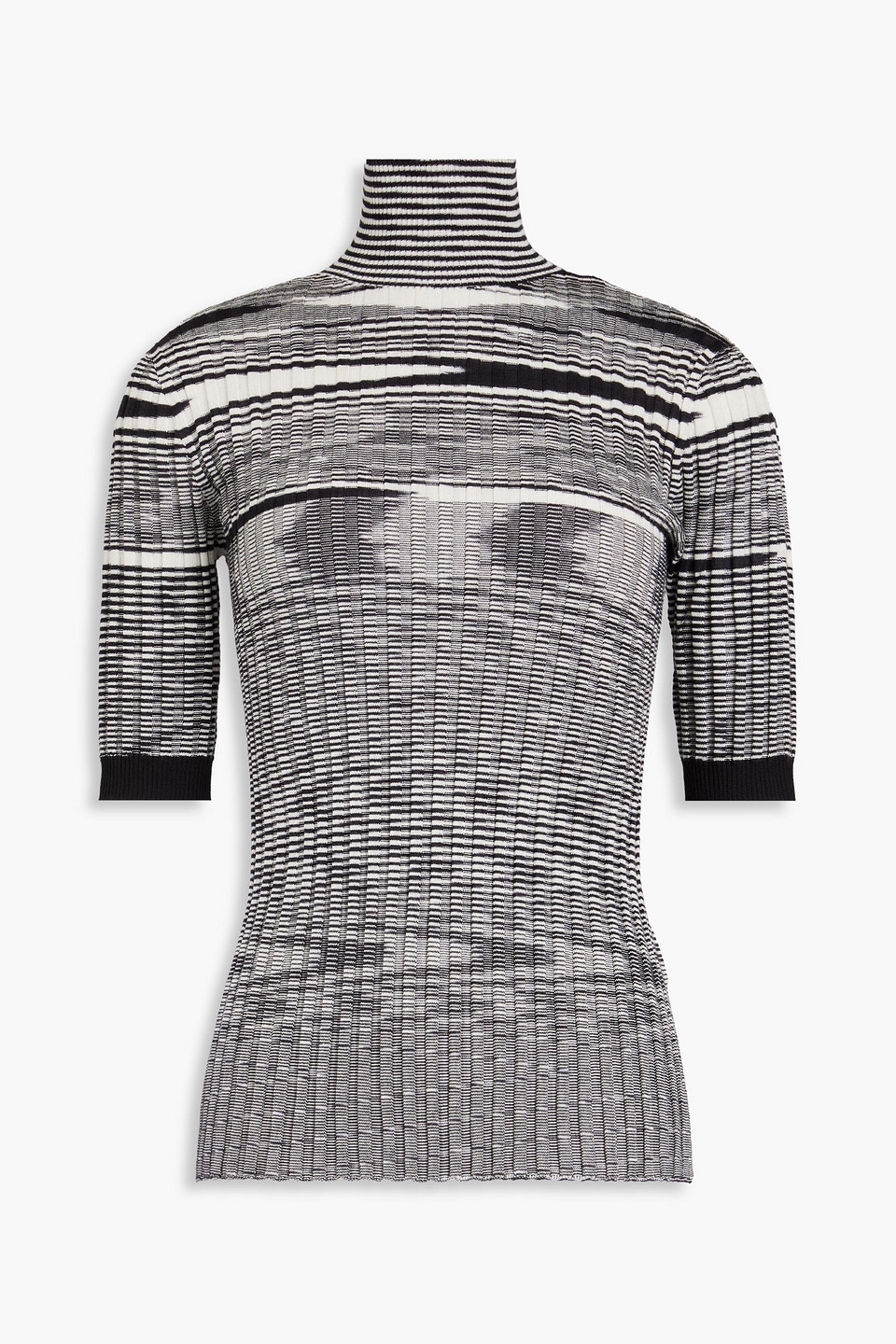Space-dyed ribbed cashmere and silk-blend turtleneck top