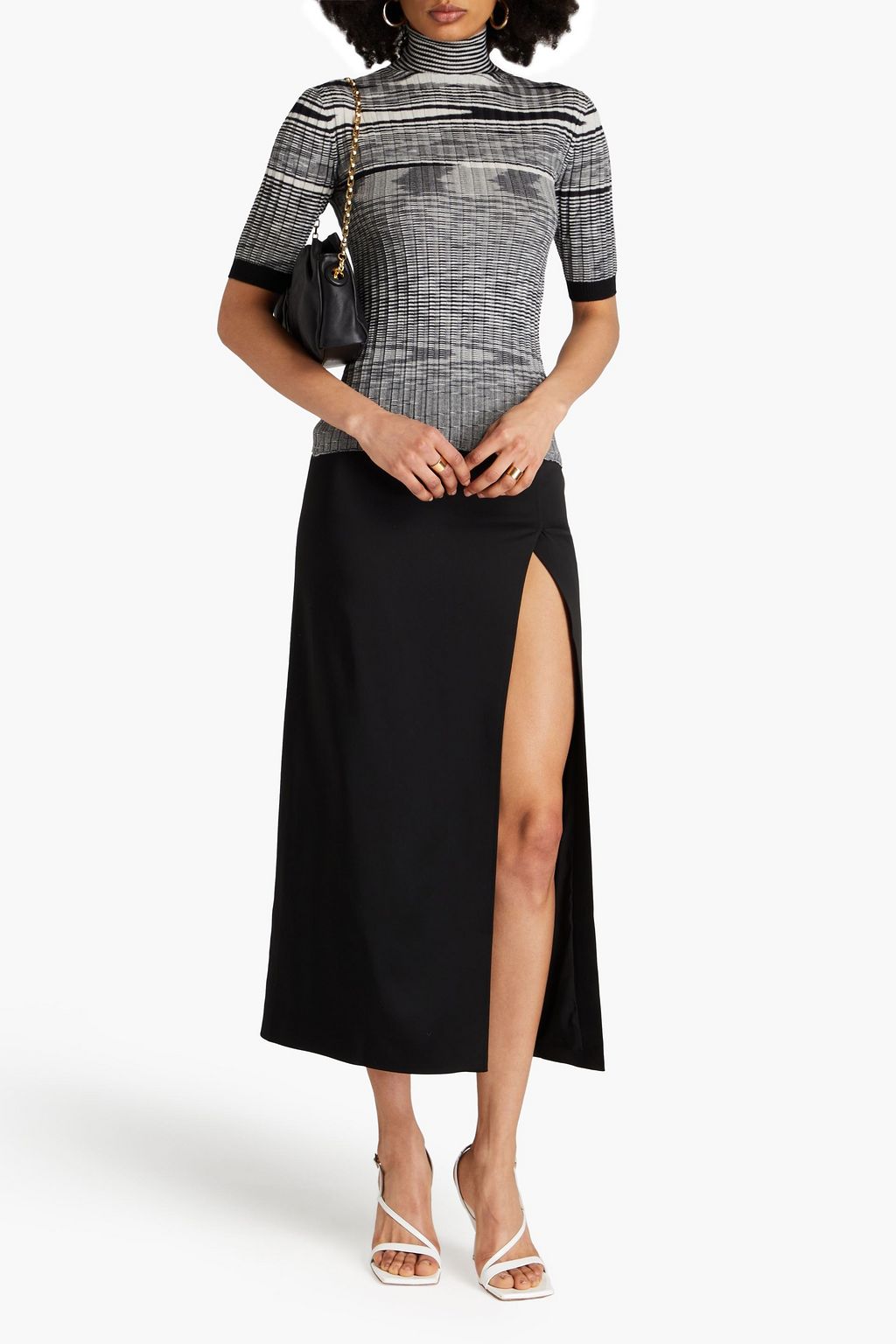 MISSONI Space-dyed ribbed cashmere and silk-blend turtleneck top