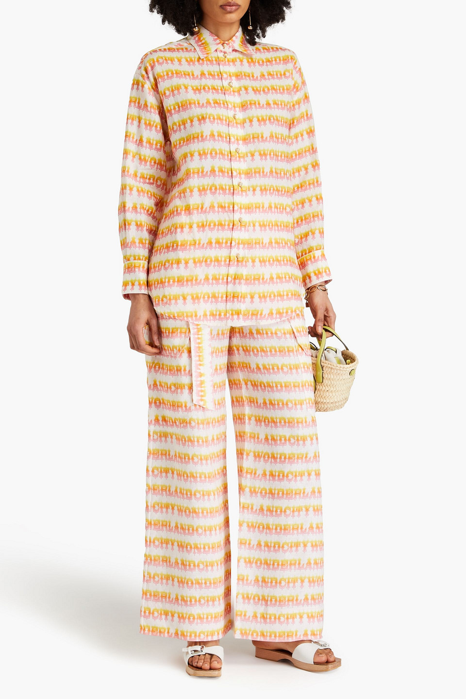 Zimmermann Printed Ramie Shirt In Orange