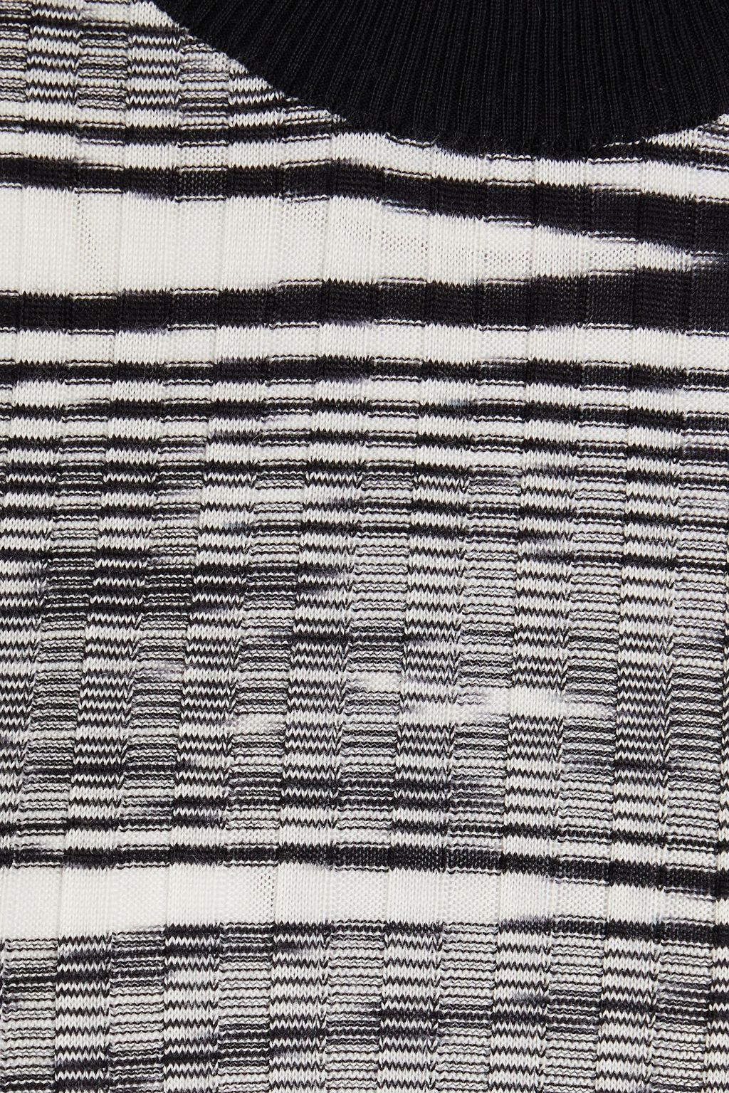 MISSONI كنزة رياضية من مزيج الحرير والكشمير بتصميم مضلّع بألوان متداخلة