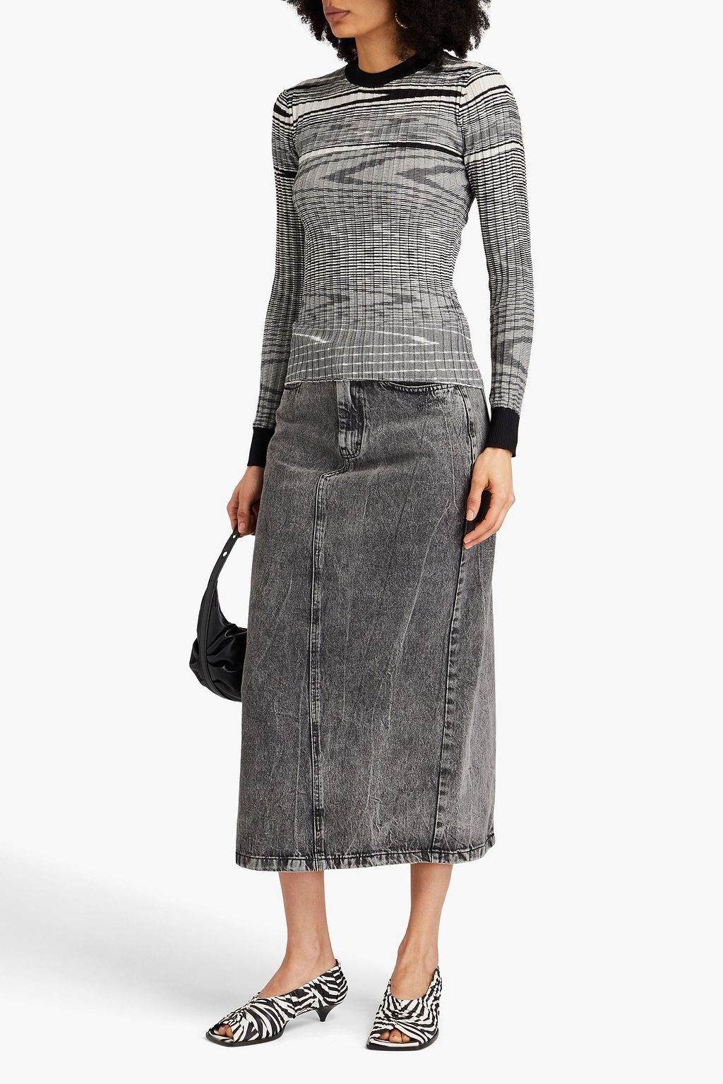 MISSONI كنزة رياضية من مزيج الحرير والكشمير بتصميم مضلّع بألوان متداخلة