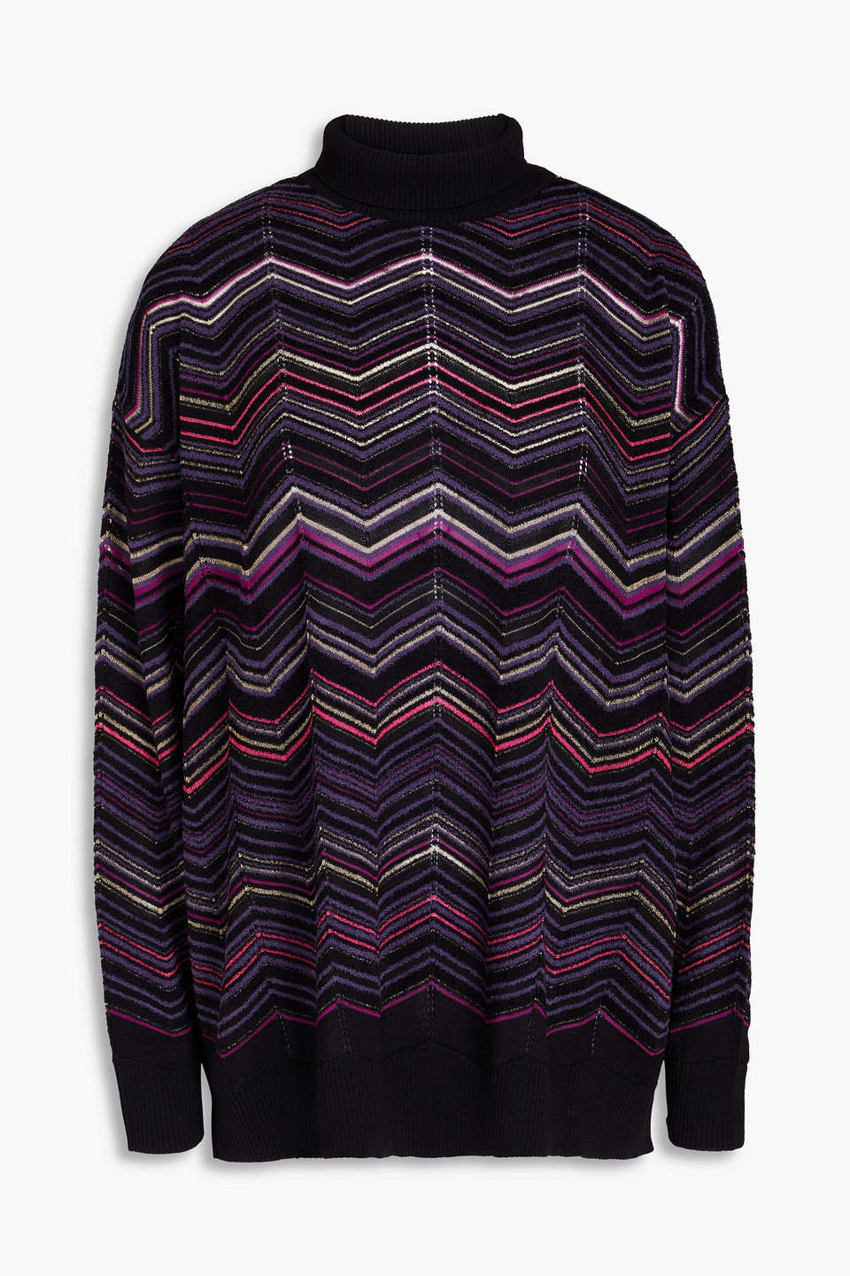 Brushed wool-blend jacquard-knit turtleneck sweater
