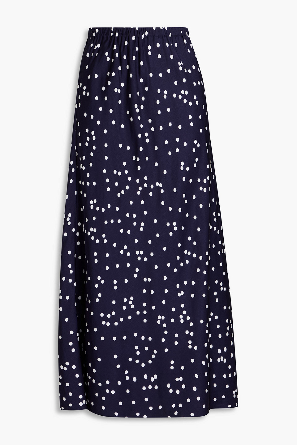 Zimmermann Polka-dot Satin Midi Skirt In Navy