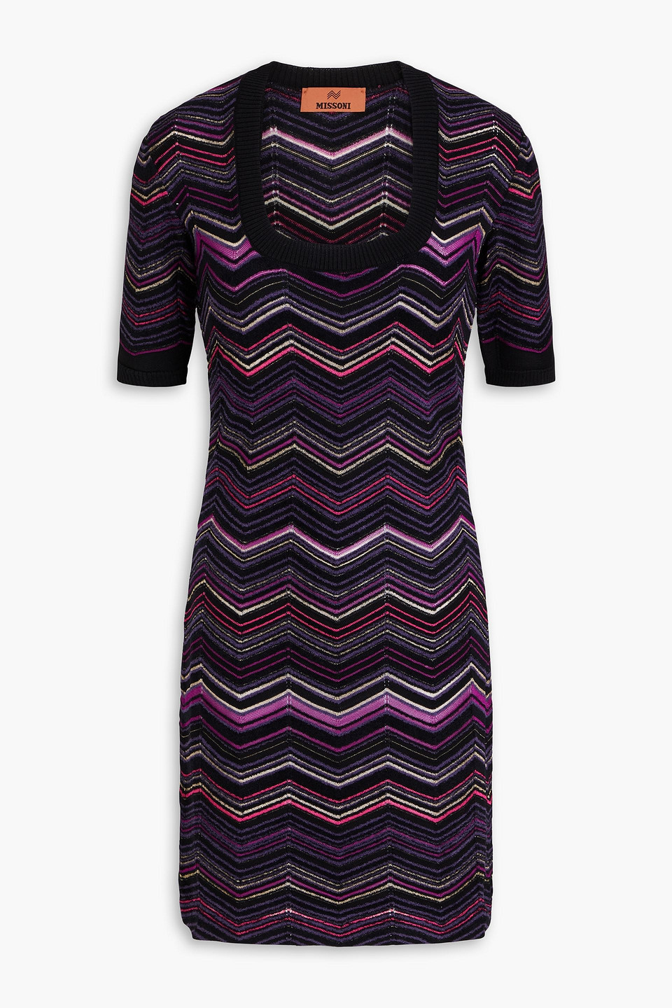 Crochet-knit wool-blend mini dress