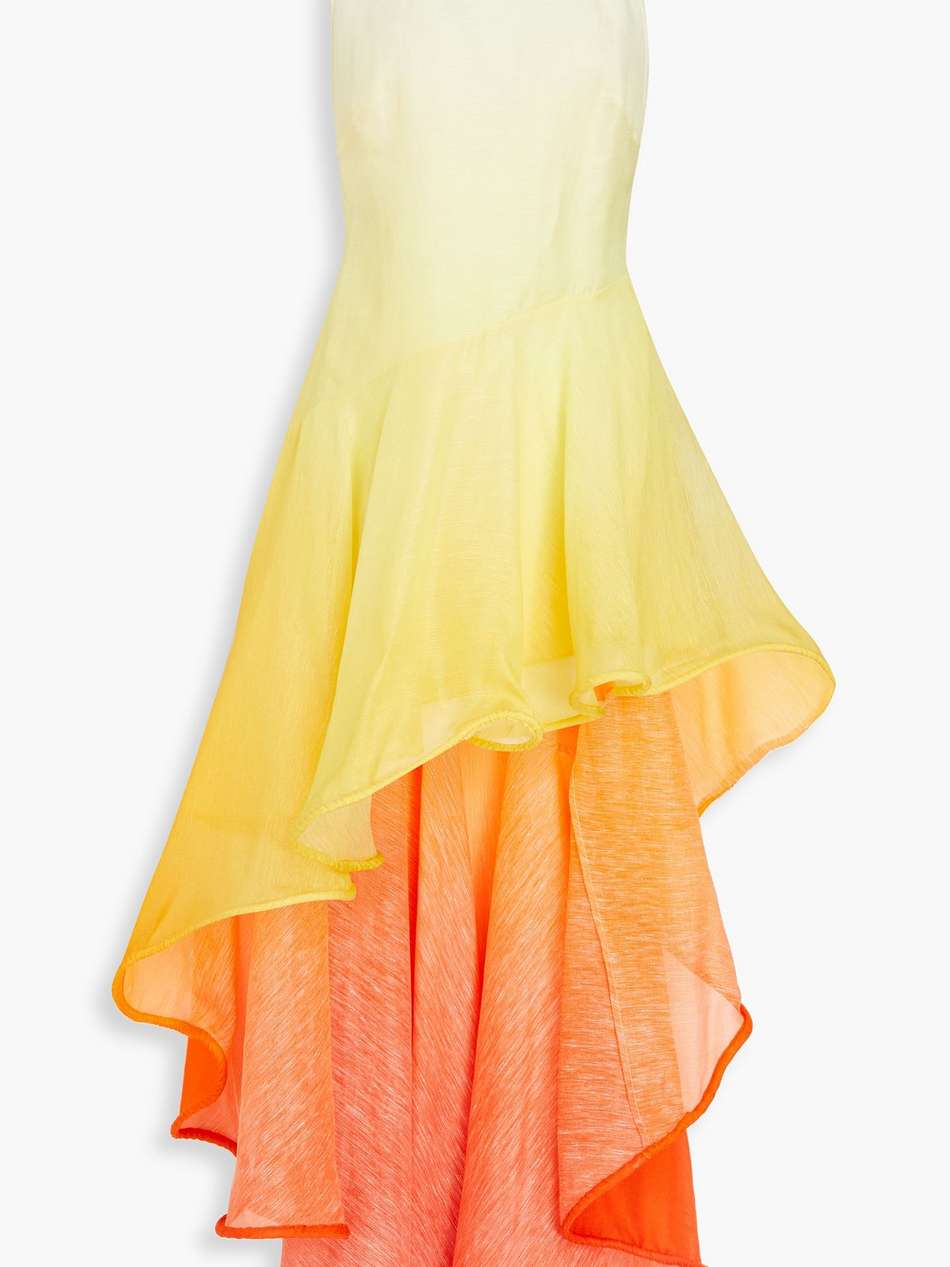 asymmetric dégradé gauze maxi dress