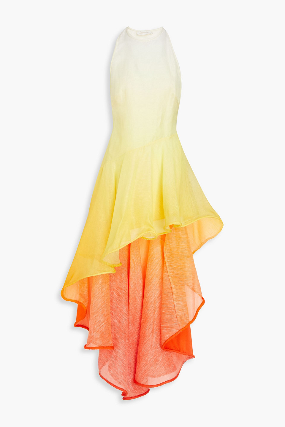 Zimmermann Asymmetric Dégradé Gauze Maxi Dress In Pastel Yellow