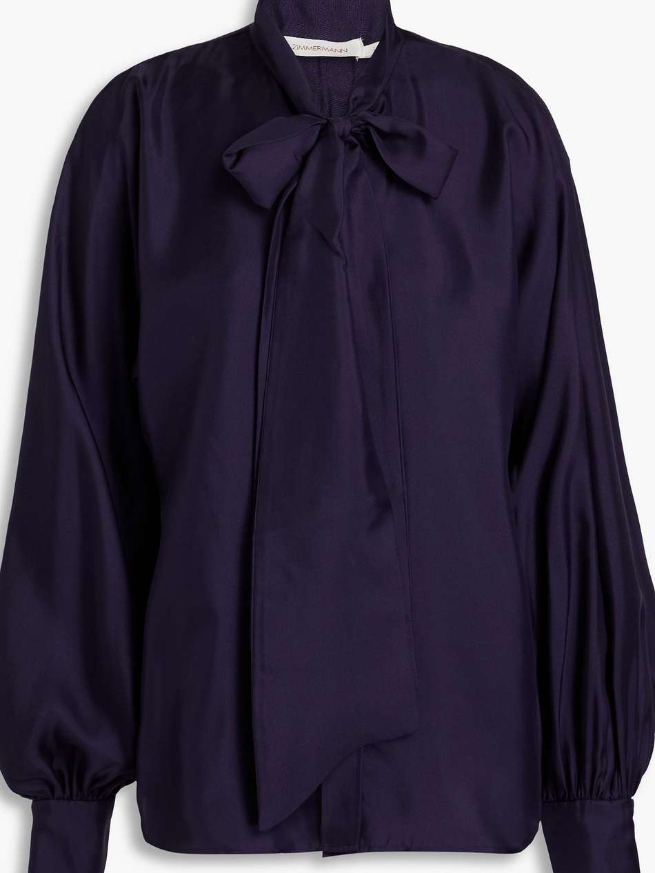 pussy-bow silk-twill blouse