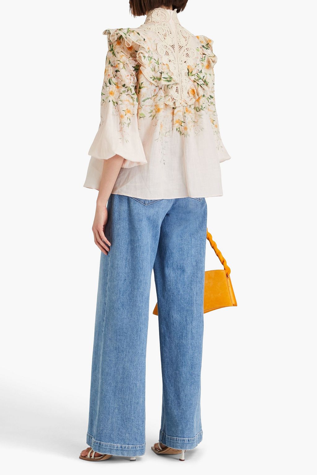 ZIMMERMANN Embellished floral-print linen shirt