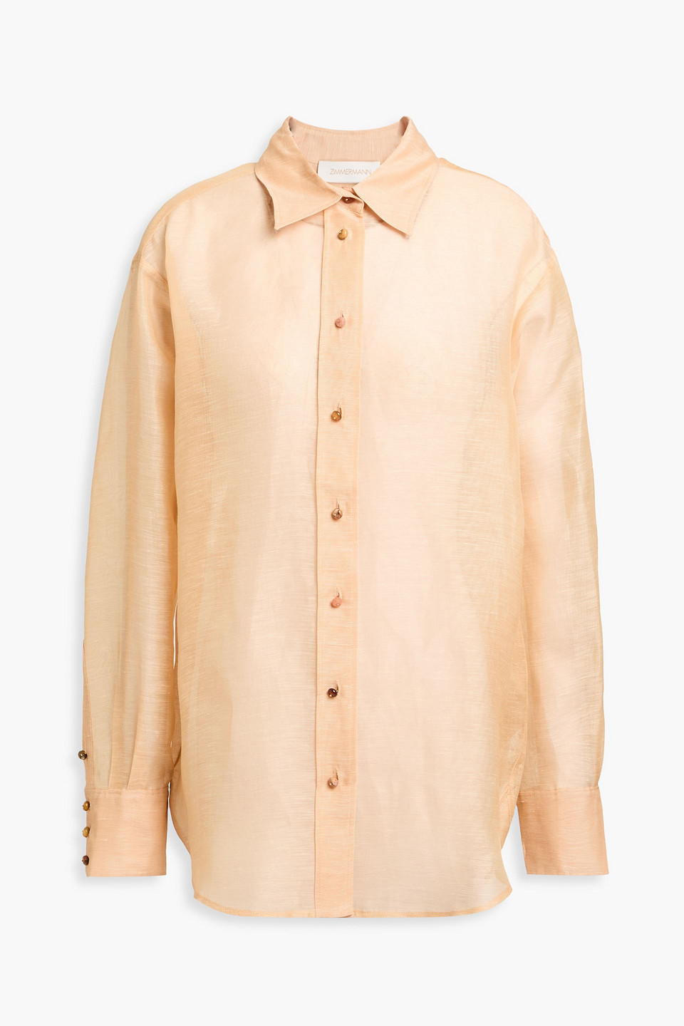 Zimmermann Linen And Silk-blend Organza Shirt In Sand