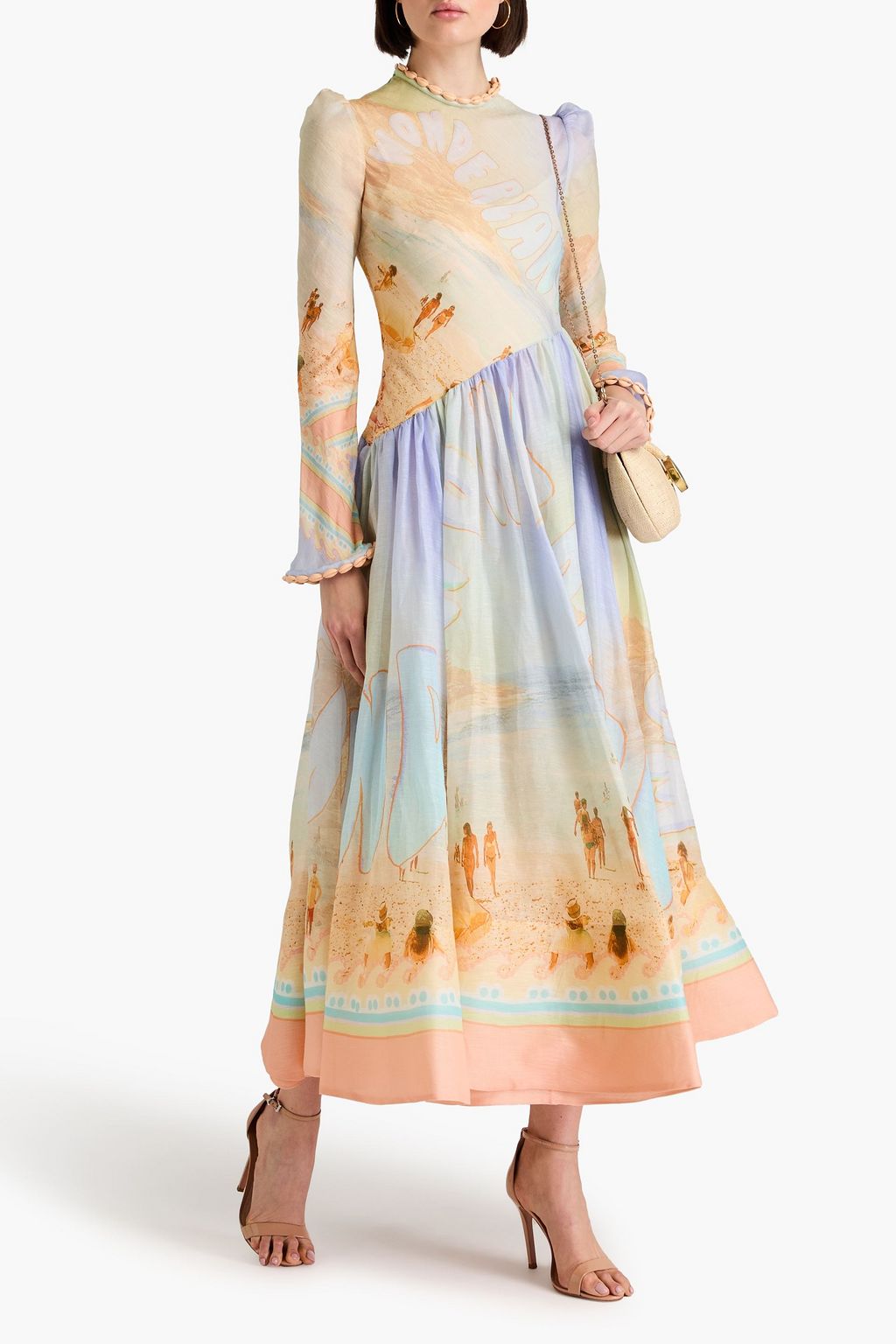 ZIMMERMANN Printed linen and silk-blend gauze maxi dress