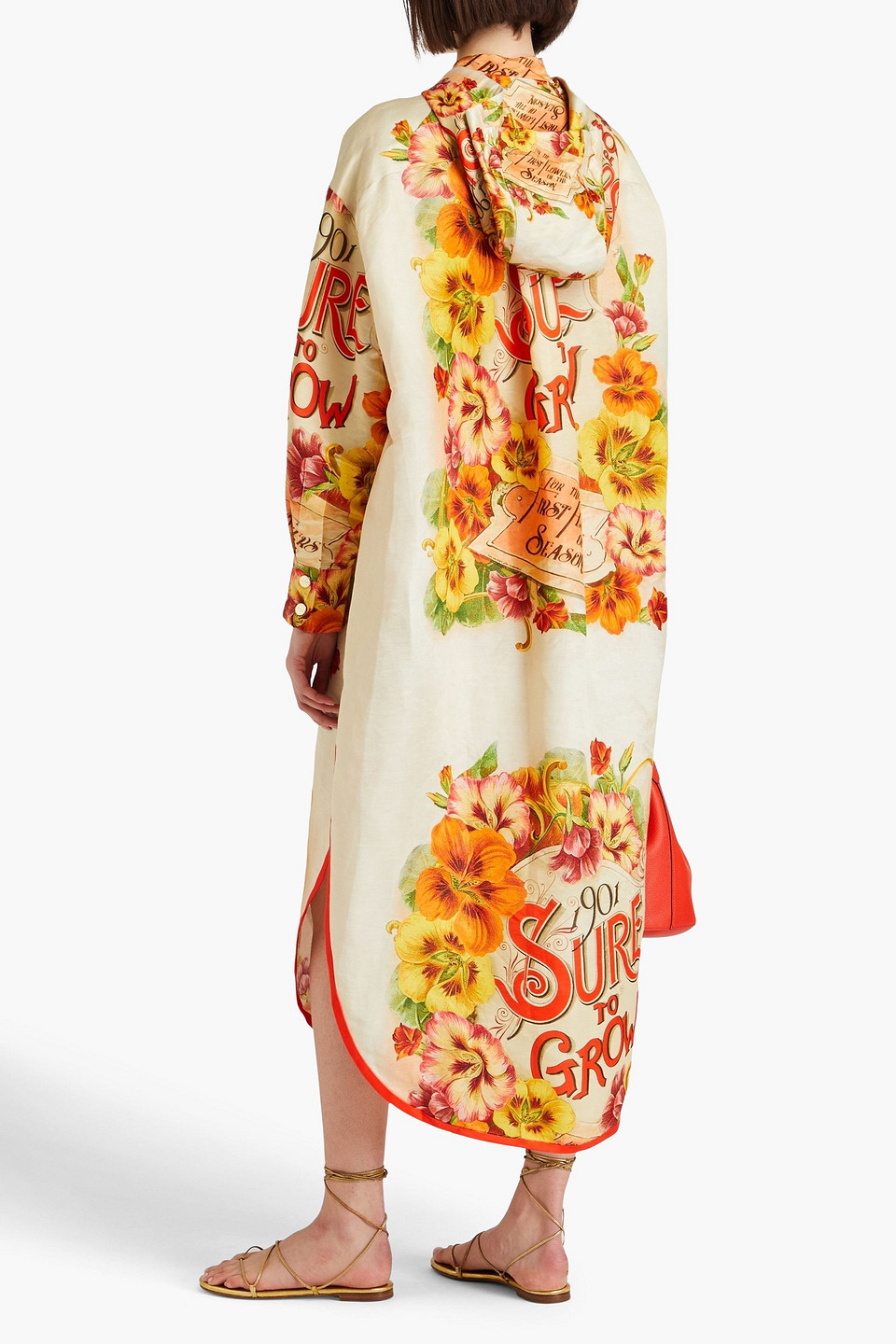 ZIMMERMANN PRINTED LINEN AND SILK-BLEND HOODED KAFTAN