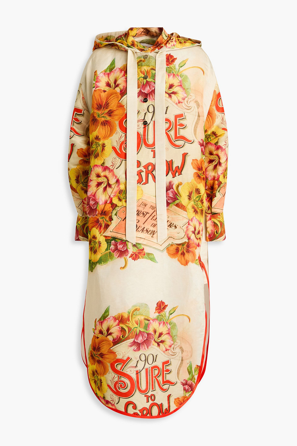 Zimmermann Printed Linen And Silk-blend Satin-crepe Kaftan In Beige