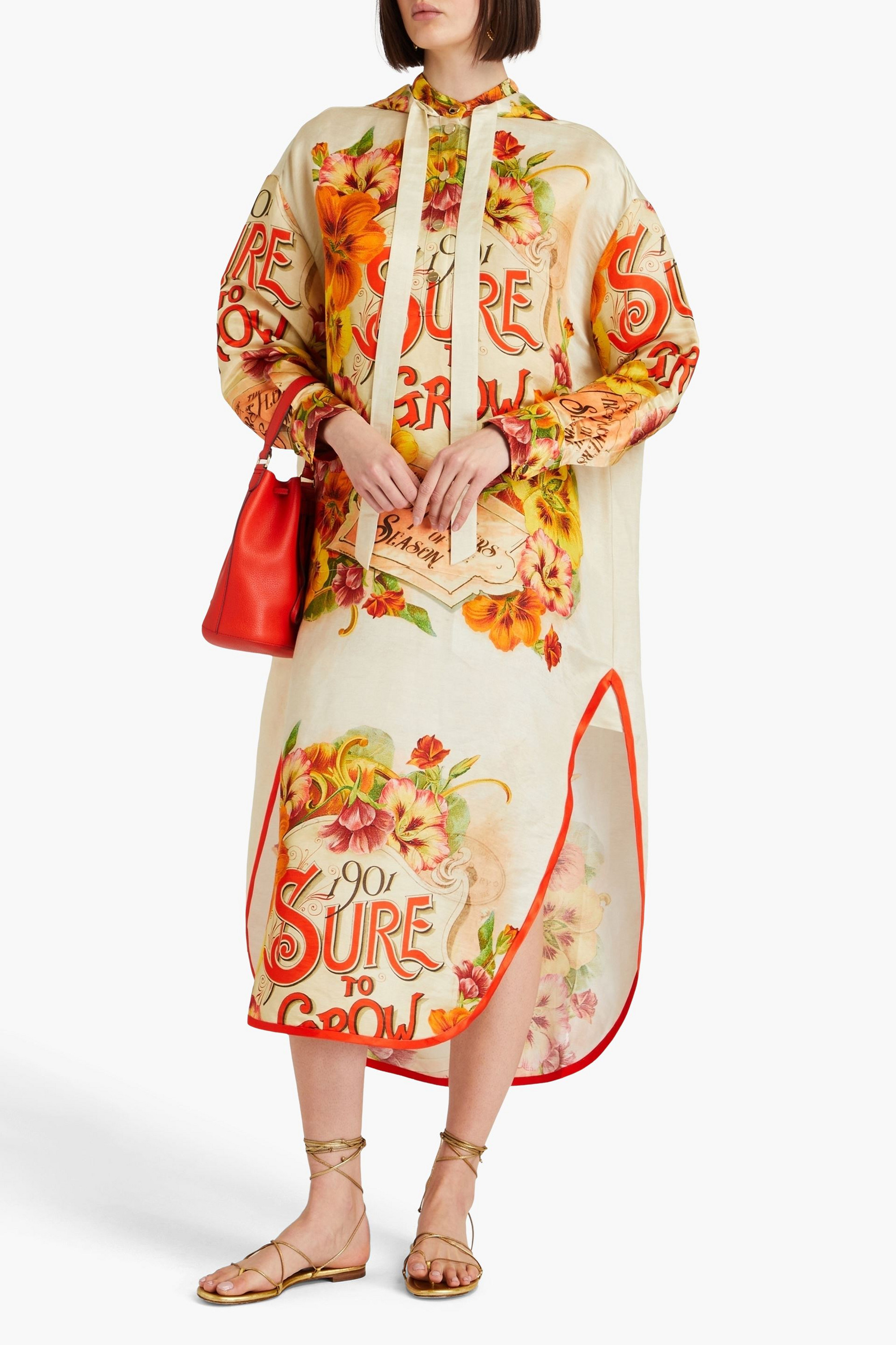 Zimmermann Printed linen and silk-blend hooded kaftan