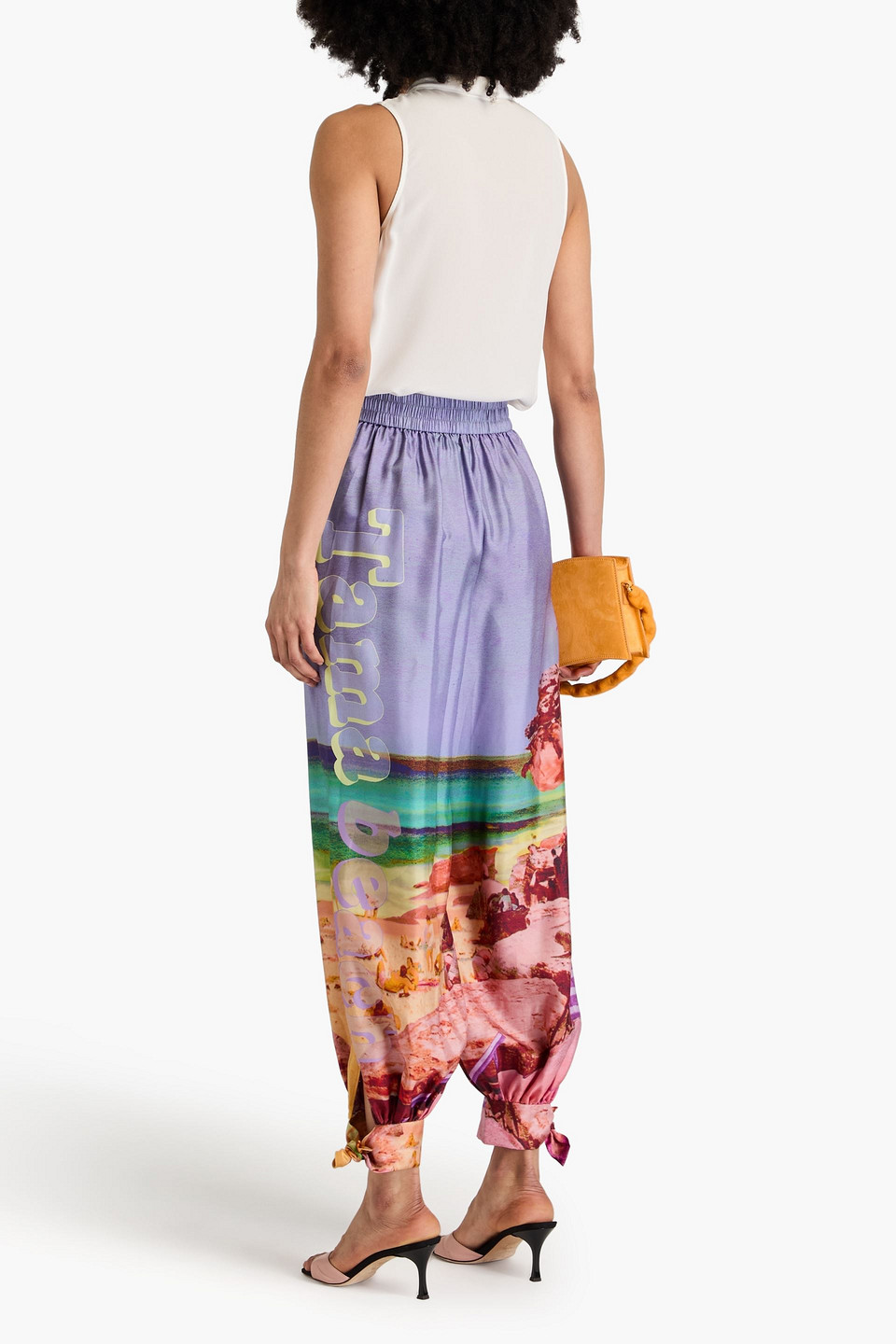 Zimmermann Pleated Printed Silk-twill Tapered Pants In Lilac