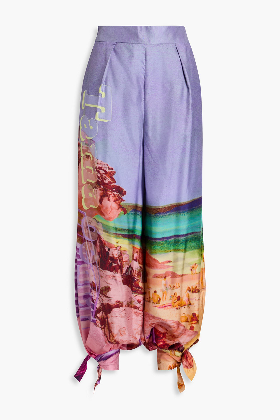 Zimmermann Pleated Printed Silk-twill Tapered Pants In Lilac