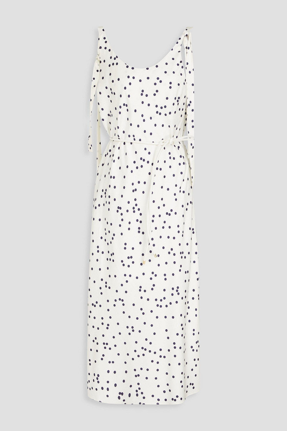 Zimmermann Belted Polka-dot Voile Midi Dress In Off-white