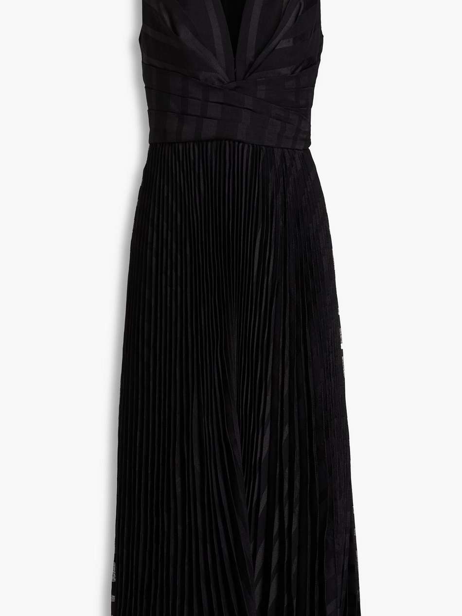 pleated jacquard midi dress