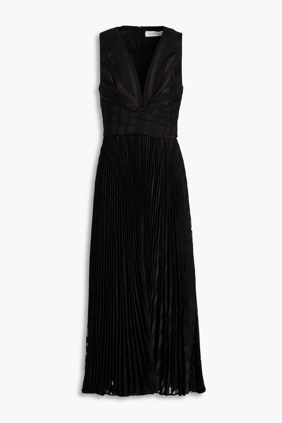 Zimmermann Pleated Jacquard Midi Dress In Black