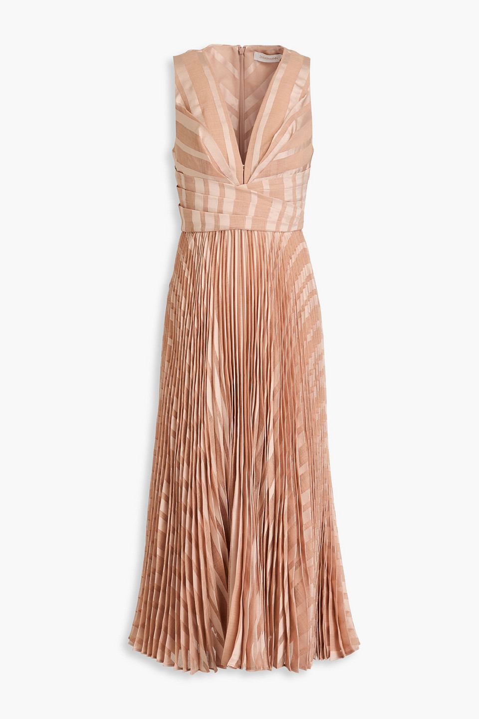 Zimmermann Pleated Jacquard Midi Dress In Neutral