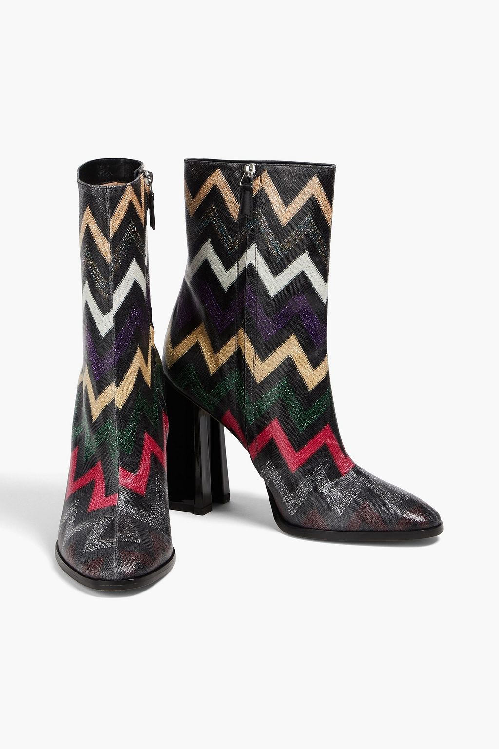 MISSONI بوت بطول الكاحل من نسيج بحبكة كروشيه بلون معدني