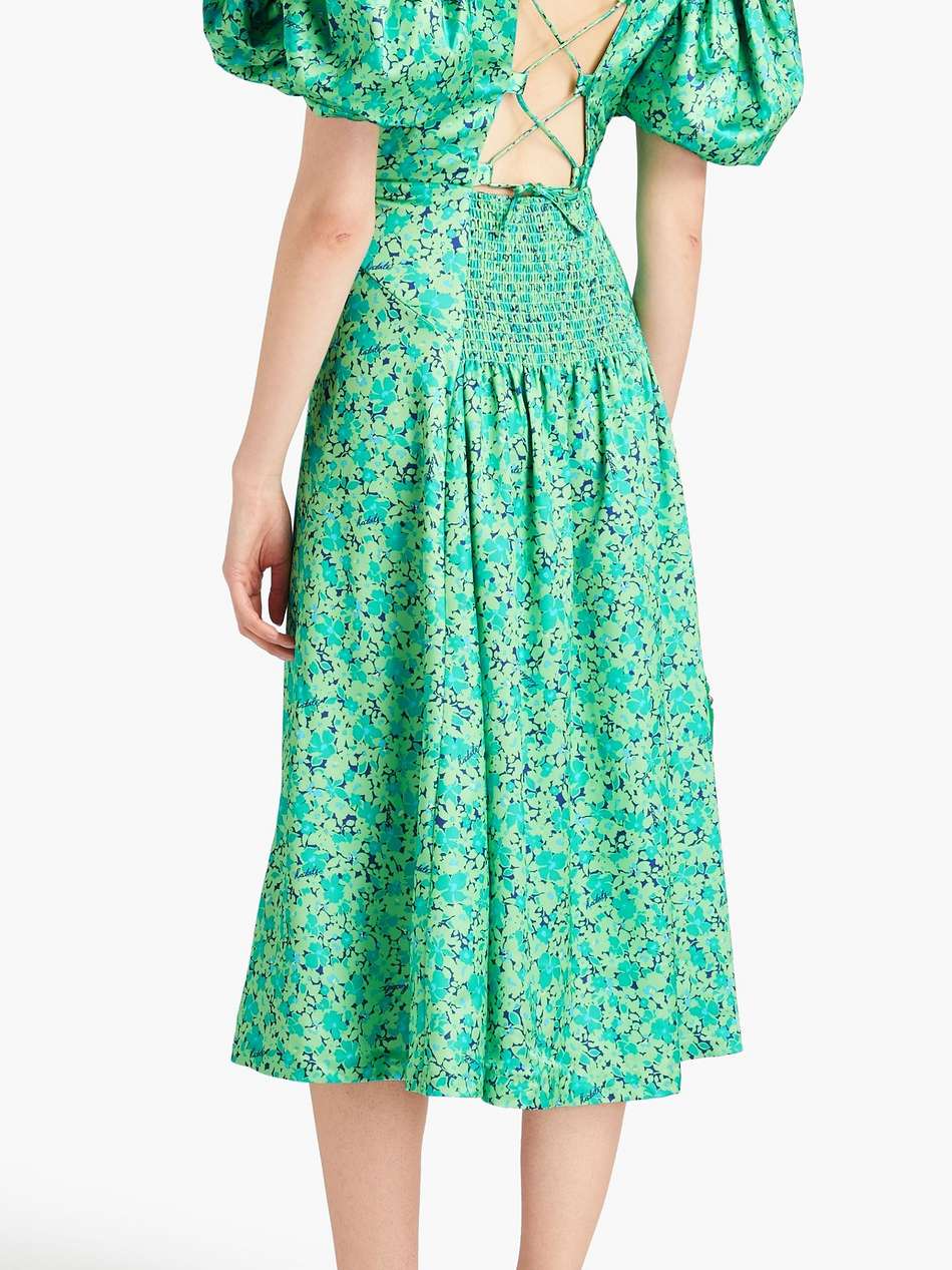floral-print satin midi dress
