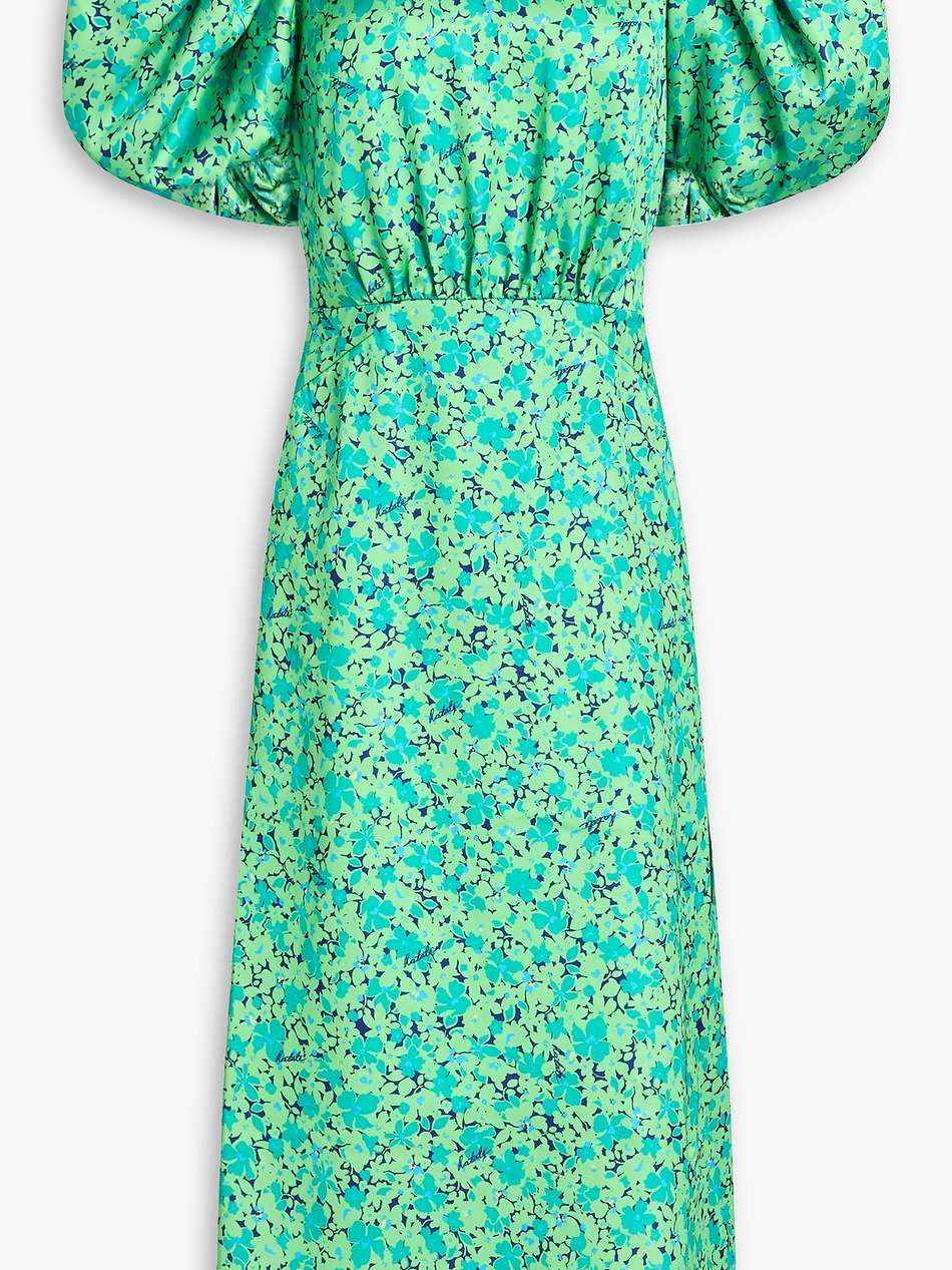 floral-print satin midi dress