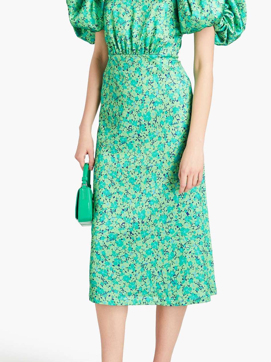 floral-print satin midi dress