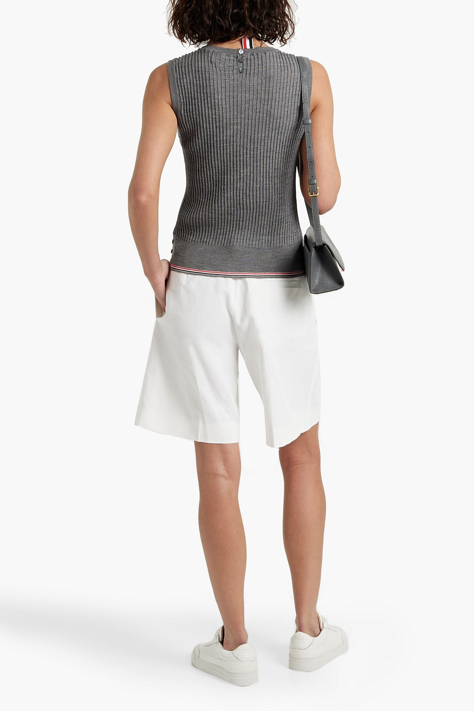 Shop Thom Browne Ribbed Wool-blend Vest In Gray