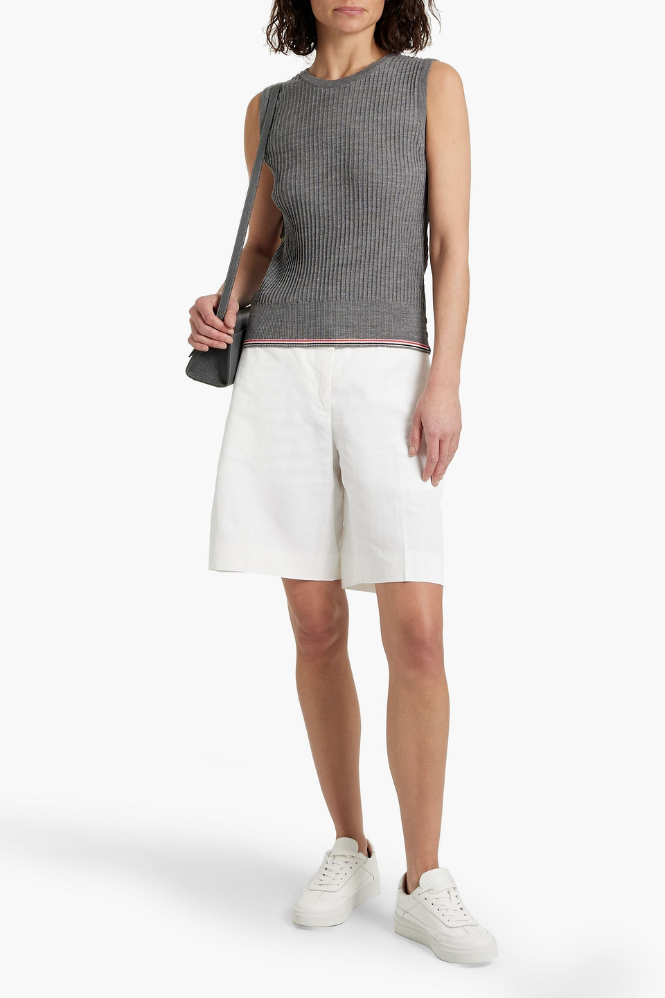 Shop Thom Browne Ribbed Wool-blend Vest In Gray