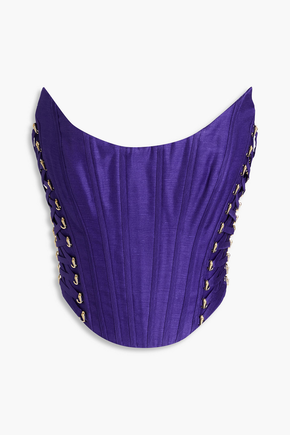 Zimmermann - Tama strapless embellished linen and silk-blend bustier top - Purple - 2