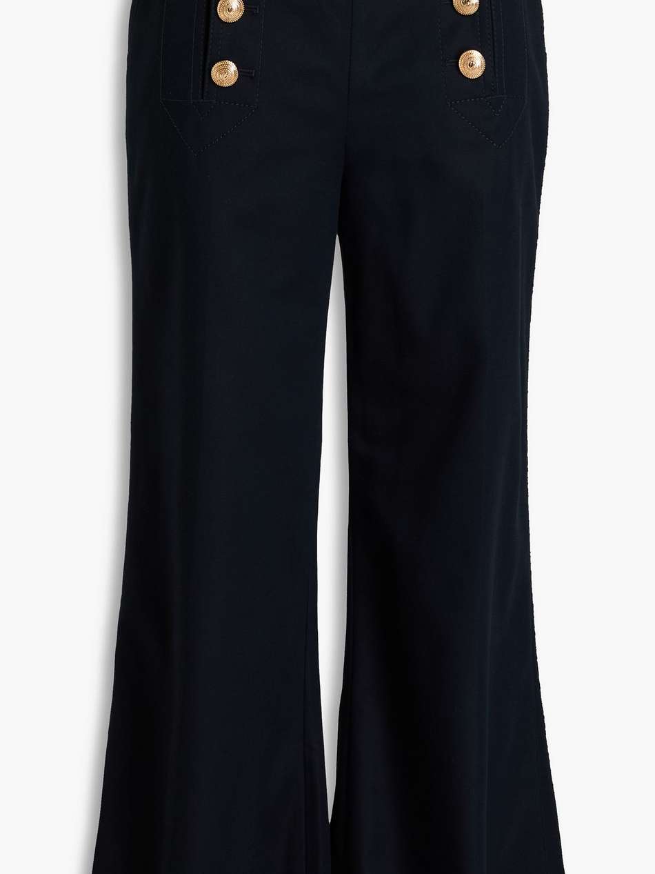 button-embellished cotton-blend kick-flare pants