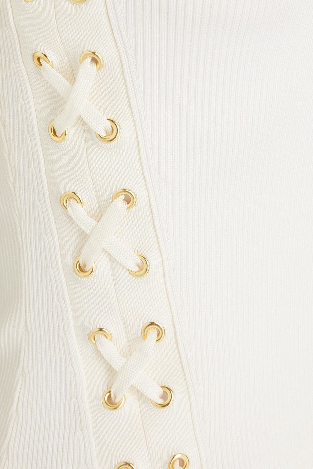 ZIMMERMANN Lace-up ribbed-knit top