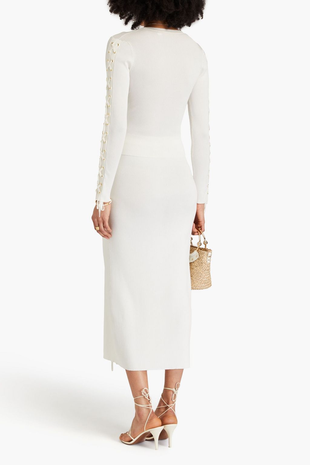 ZIMMERMANN Lace-up ribbed-knit top