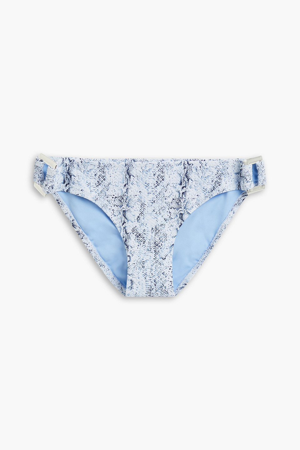 Heidi Klein Casablanca Snake-print Stretch-jacquard Low-rise Bikini Briefs In Light Blue