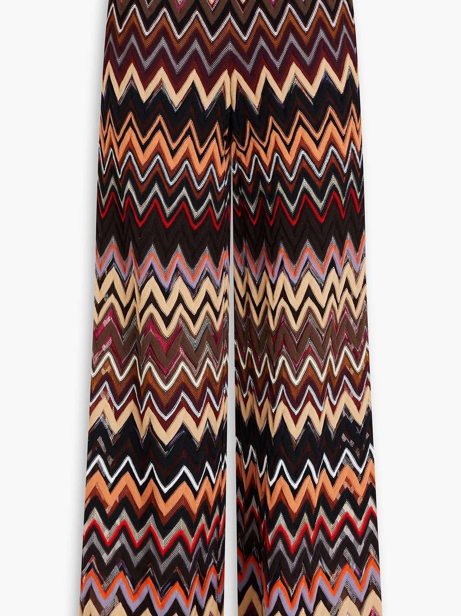 crochet-knit wool-blend wide-leg pants