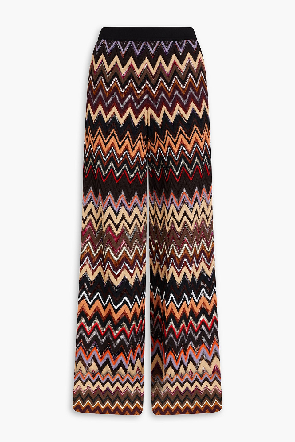 Crochet-knit wool-blend wide-leg pants