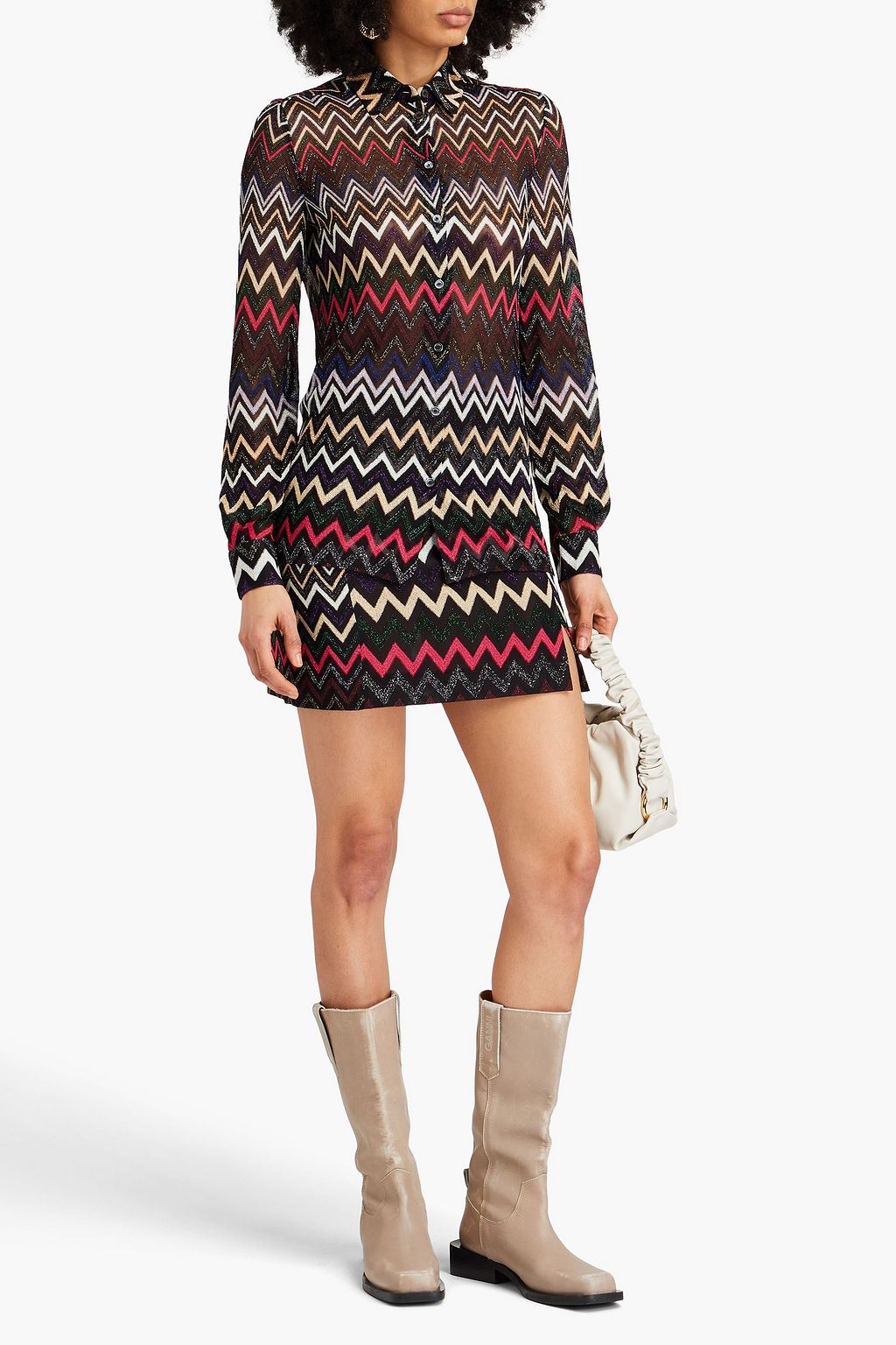 MISSONI Metallic crochet-knit shirt