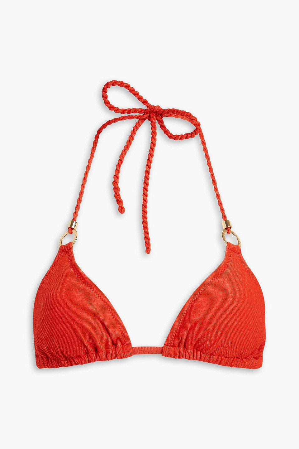 Heidi Klein Ring-embellished Triangle Bikini Top In Red